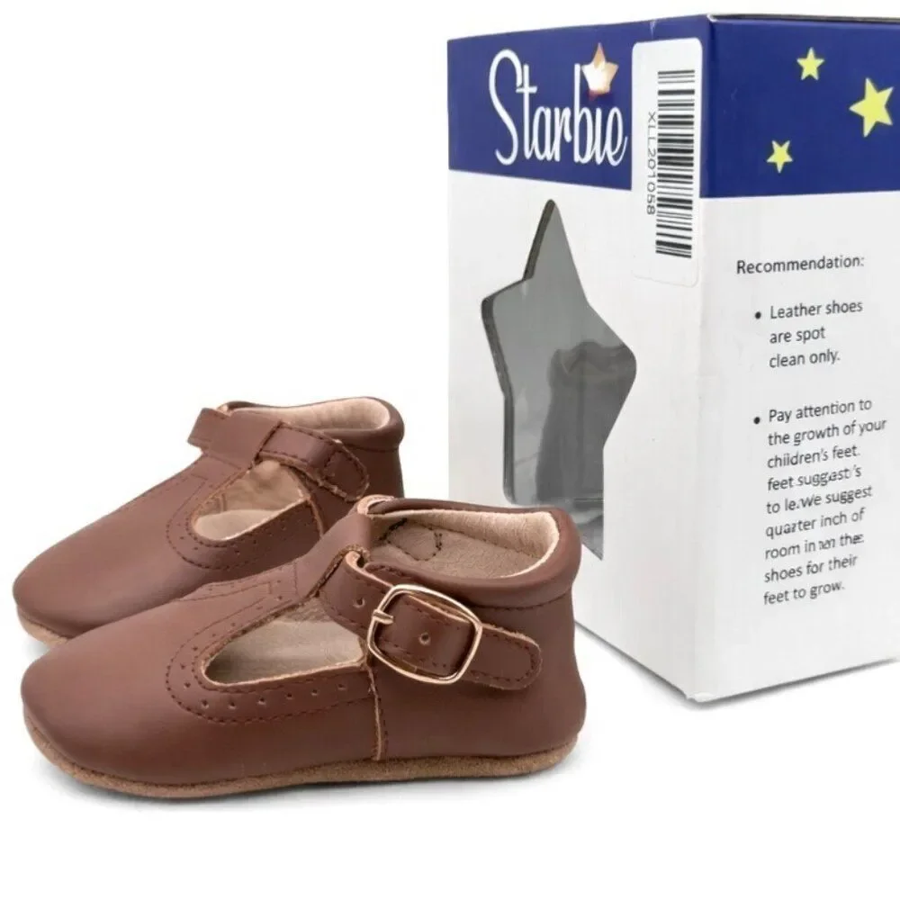 Starbie Genuine Leather Mary Jane T-Bar Shoes Soft Sole Baby Girl  4 (12-18M)